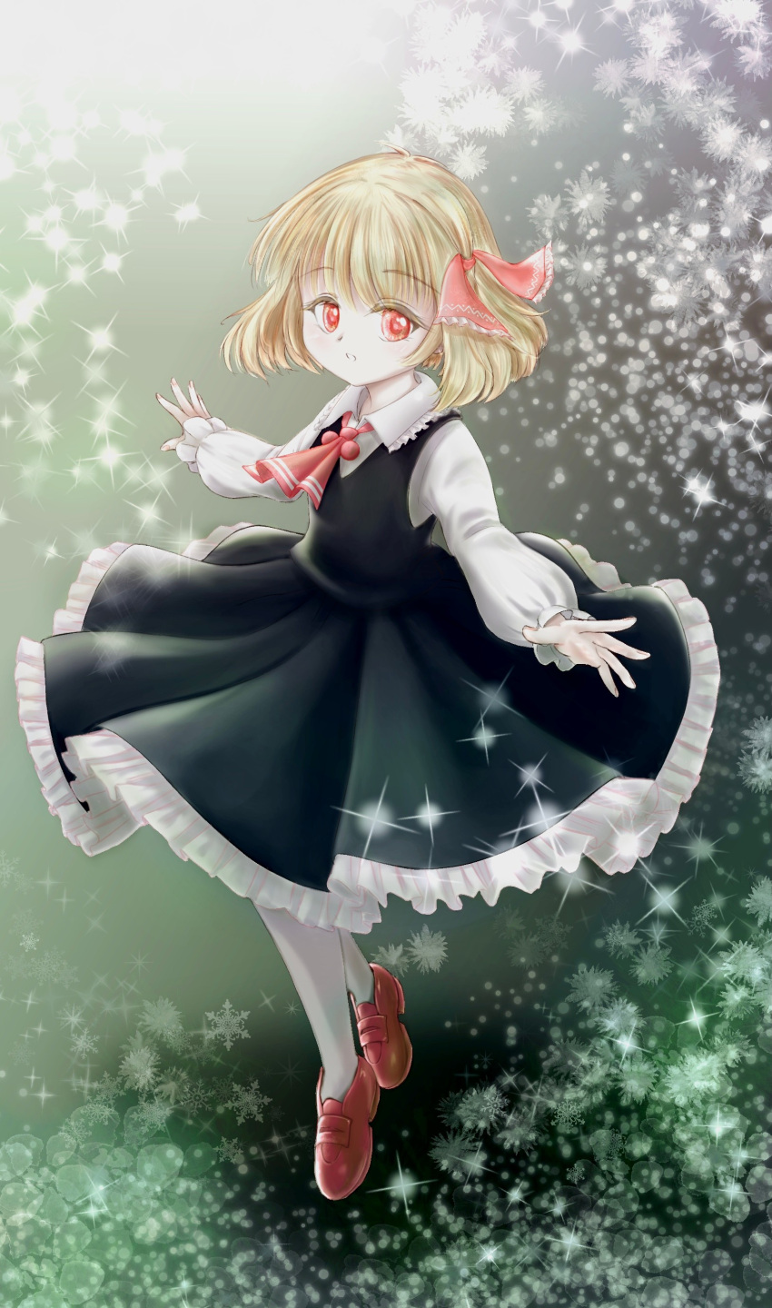 1girl, 4183rumia, absurdres, ascot, black_skirt, black_vest, blonde_hair, commentary_request