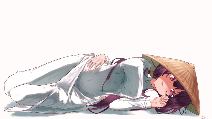 1girl, absurdres, ao_dai, atelier_(series), atelier_sophie_2, breasts, commentary, dress