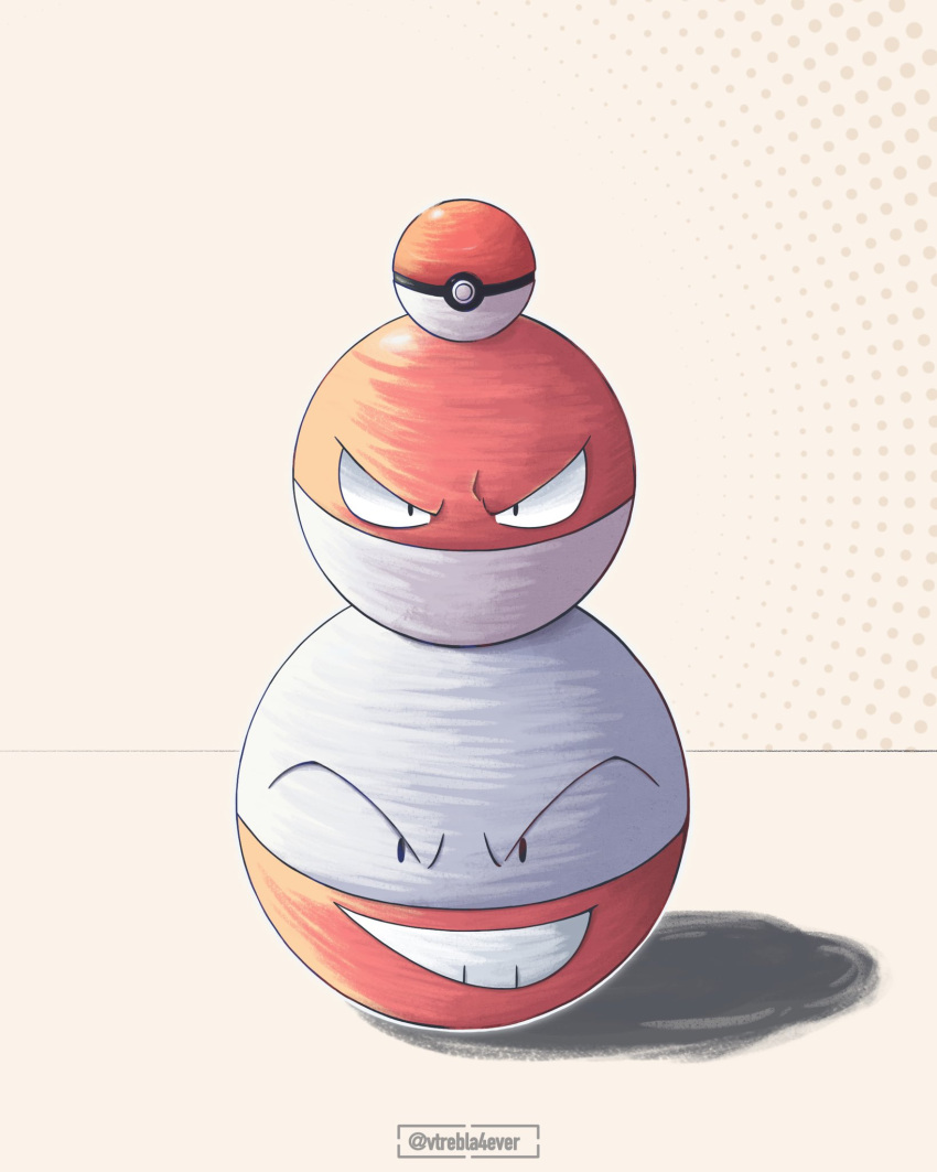 commentary, electrode_(pokemon), english_commentary, evolutionary_line, grin, highres, making-of_available, no_humans