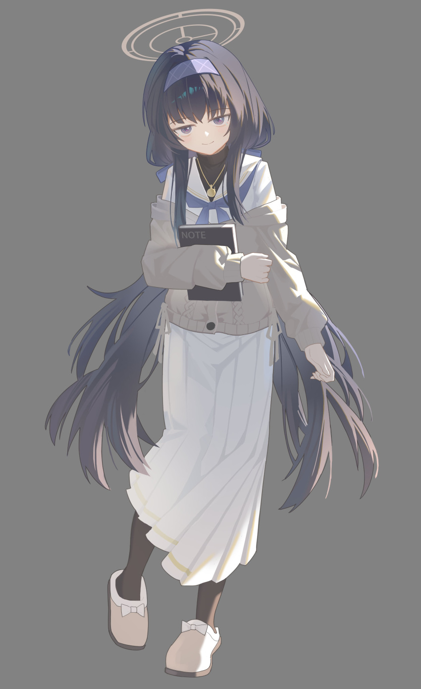 1girl, absurdres, black_pantyhose, blue_archive, blue_neckerchief, closed_mouth, commentary_request, full_body