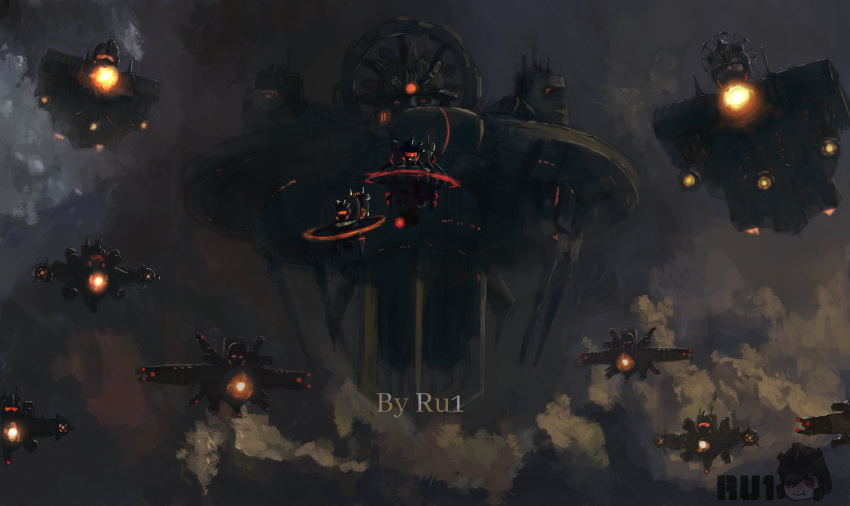 6+boys, artist_name, assailant_astro_toilet, carrier_astro_toilet, cloud_ruan99543, clouds, cloudy_sky, commentary