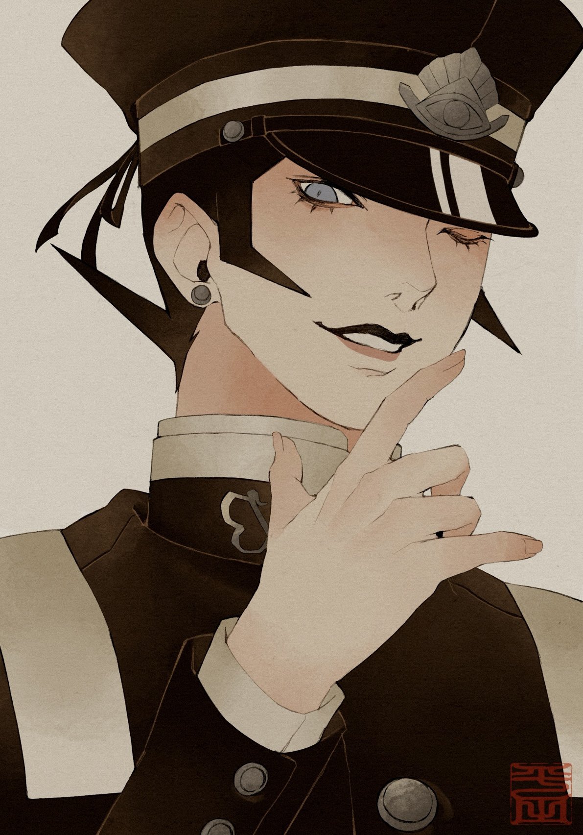 1boy, black_hair, black_jacket, commentary_request, devil_summoner:_raidou_kuzunoha_vs_the_soulless_army, devil_summoner_(series), earrings, gakuran