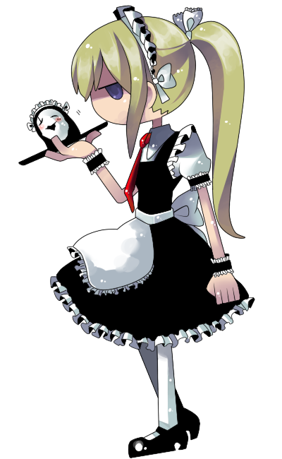 bad_id, blonde_hair, bow, hair_bow, long_hair, maid, maid_headdress, mary_janes