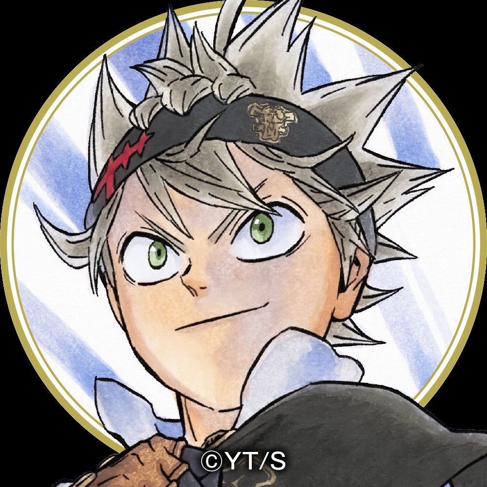 1boy, asta_(black_clover), black_clover, black_headband, green_eyes, grey_hair, headband, initial, official_art, portrait, short_hair, solo, tabata_yuuki