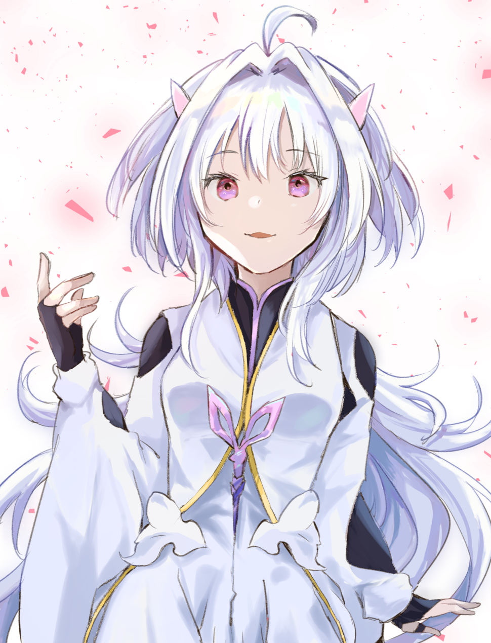 1girl, ahoge, black_gloves, breasts, commentary_request, dress, fate/grand_order, fate_(series)