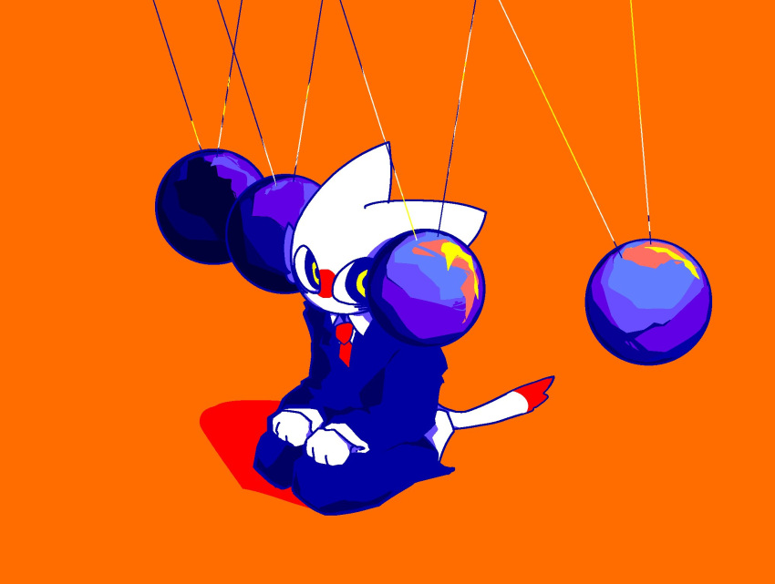 cat_ears, cat_tail, countryhumans, formal_clothes, japan_(countryhumans), no_shoes, orange_background, simple_background