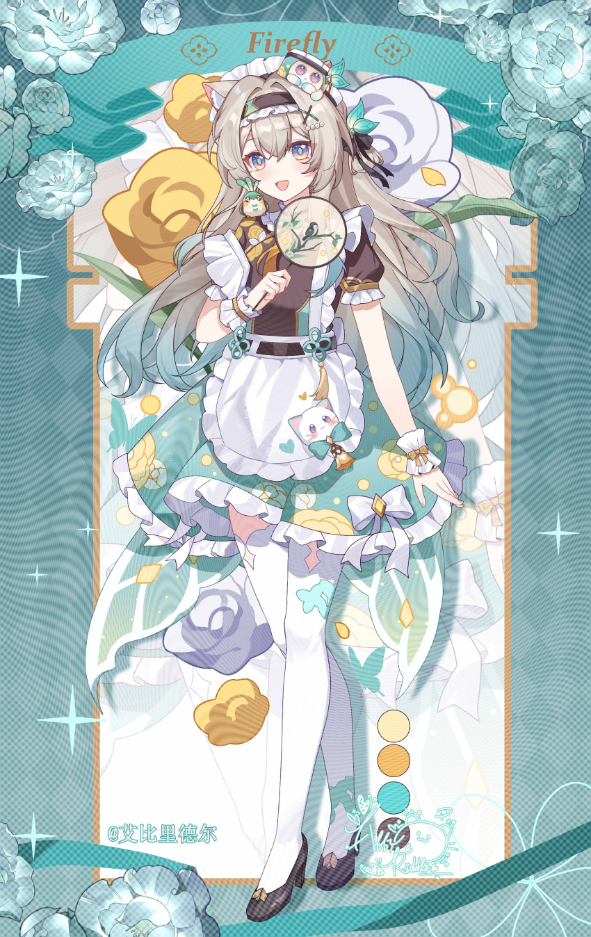 1girl, :d, abby_riddle, absurdres, alternate_costume, animal_ear_fluff, animal_ears, animal_on_shoulder