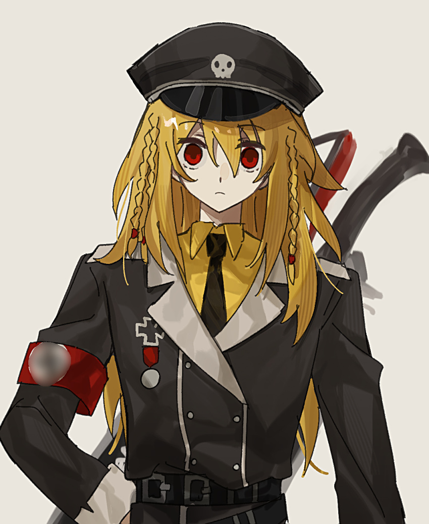 anonymous1203, armband, belt, black_belt, black_jacket, black_necktie, censored_symbol, chinese_commentary