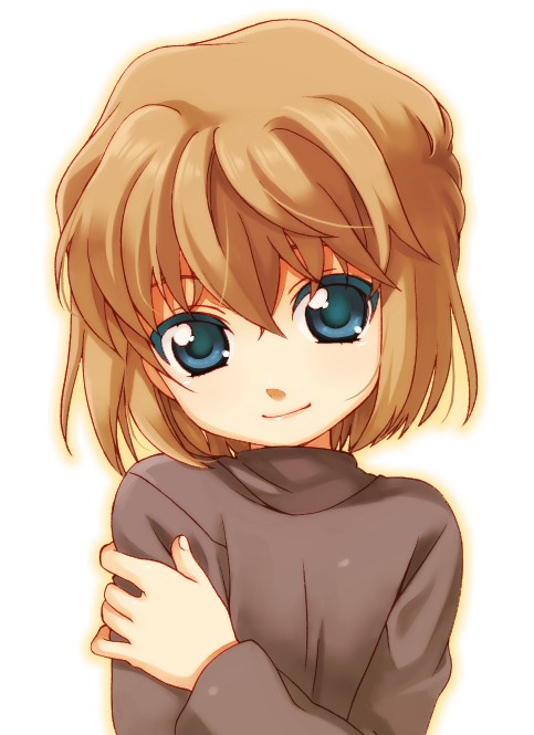 brown_hair, child, detective_conan, haibara_ai, meitantei_conan, sensaki_chihiro, smile, sweater