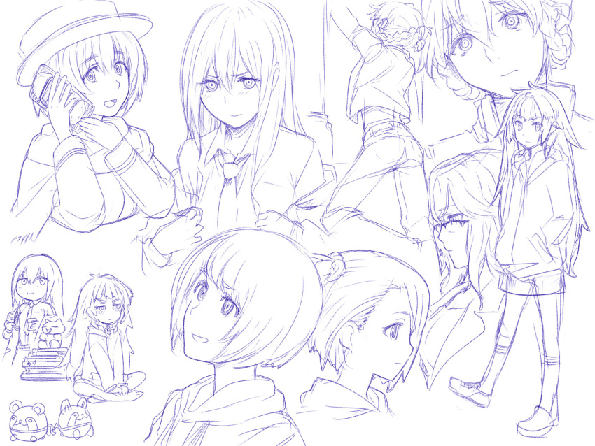 1girl, 6+girls, :d, amane_suzuha, ass, blush, child, closed_eyes