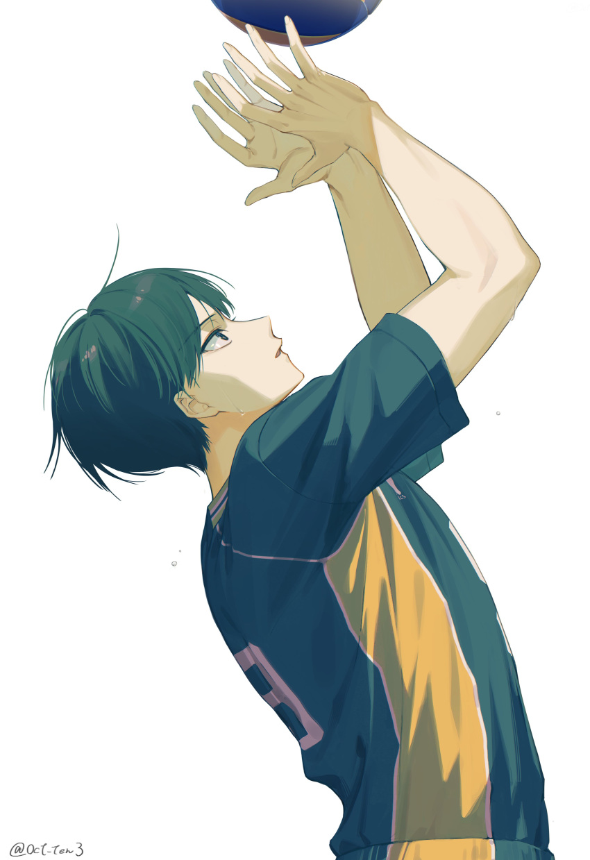 1boy, absurdres, arms_up, ball, black_hair, flying_sweatdrops, haikyuu!!, highres