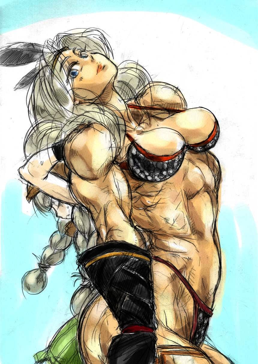 amazon_(dragon's_crown), amazon_(dragon's_crown), armor, bikini_armor, blue_eyes, braid, circlet, dragon's_crown