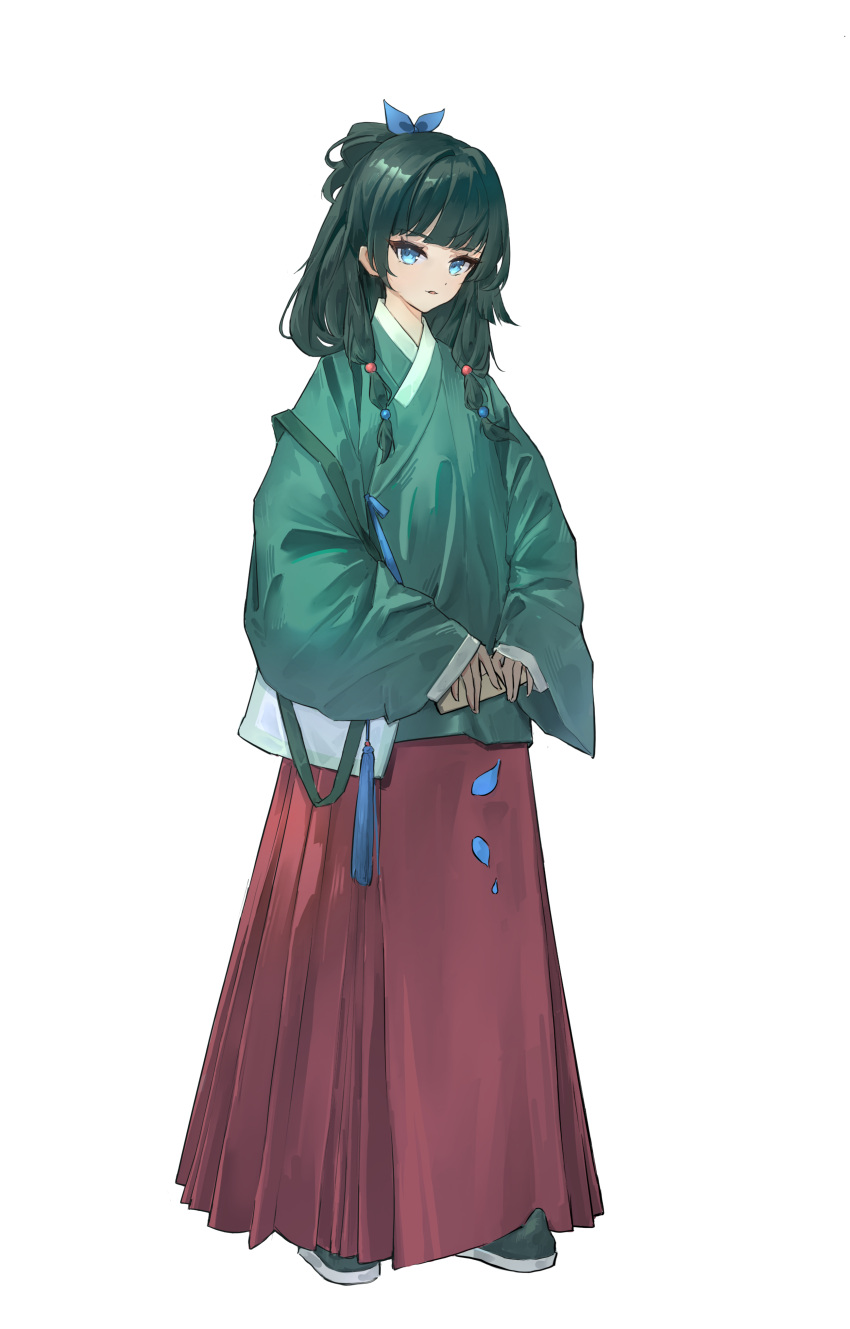 1girl, absurdres, aoqun, black_hair, blue_eyes, blunt_bangs, chinese_clothes, chinese_commentary