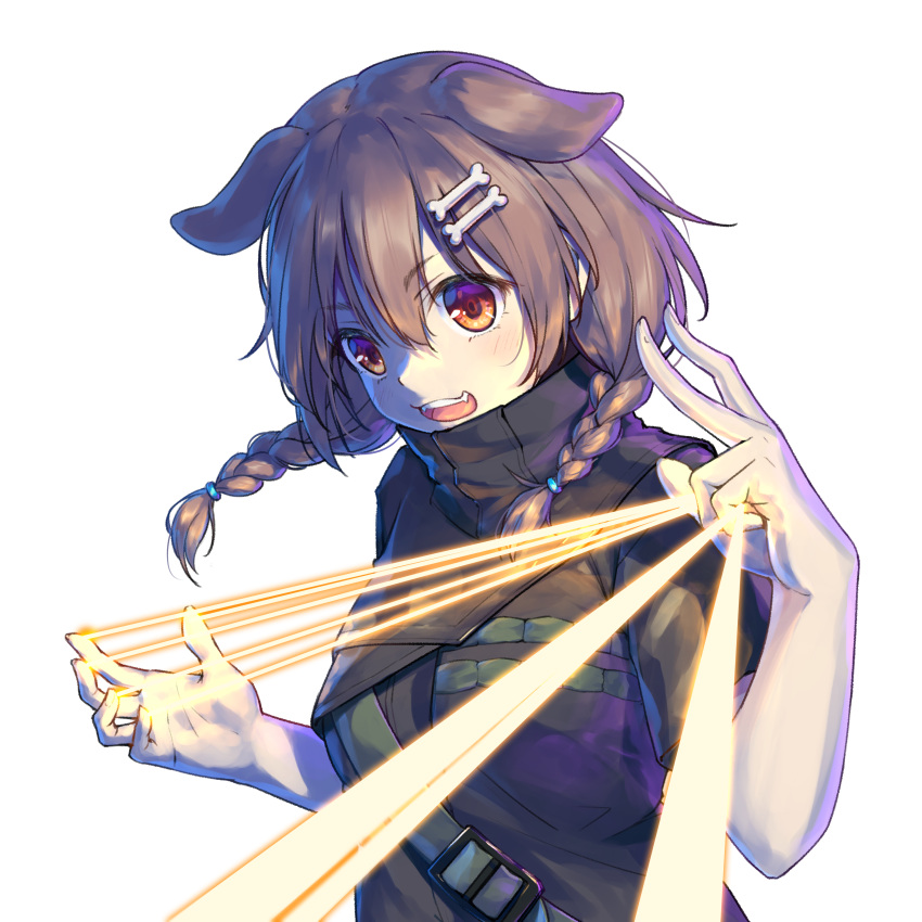 :d, absurdres, akito_(ghostwire), akito_(ghostwire)_(cosplay), animal_ears, bone_hair_ornament, braid, braided_twintails