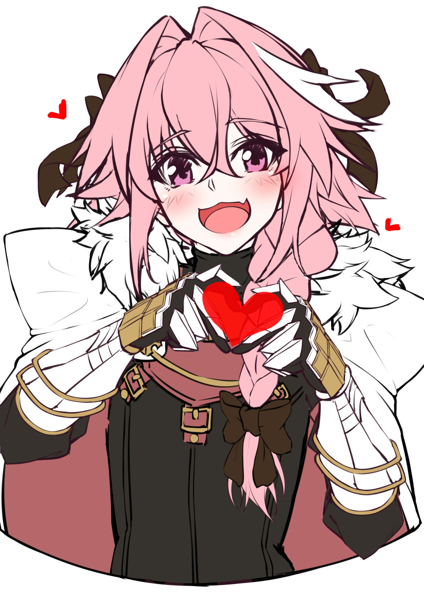 1boy, :3, :d, absurdres, astolfo_(fate), astolfo_(rider)_(fate), black_bow, black_ribbon