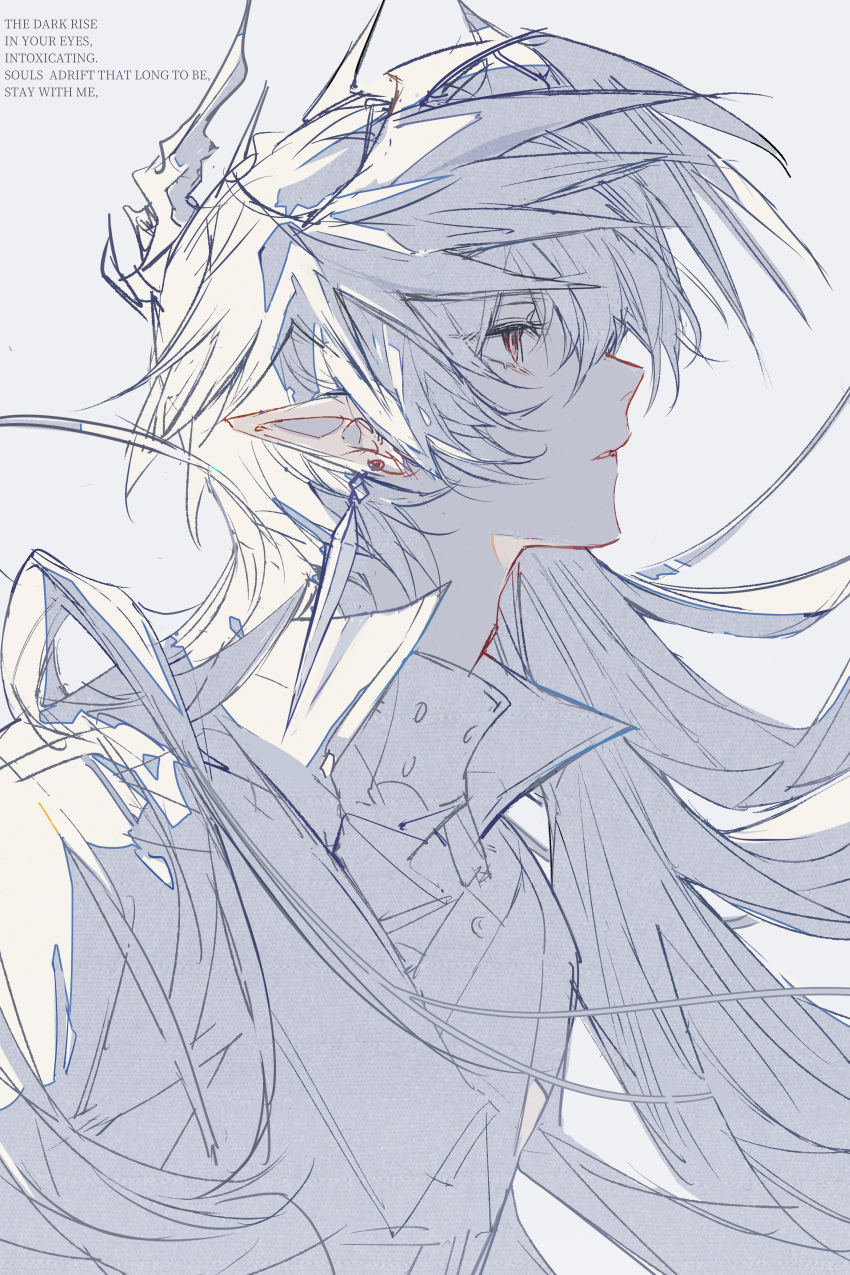1boy, absurdres, adam's_apple, arknights, earrings, english_text, from_side, head_wings