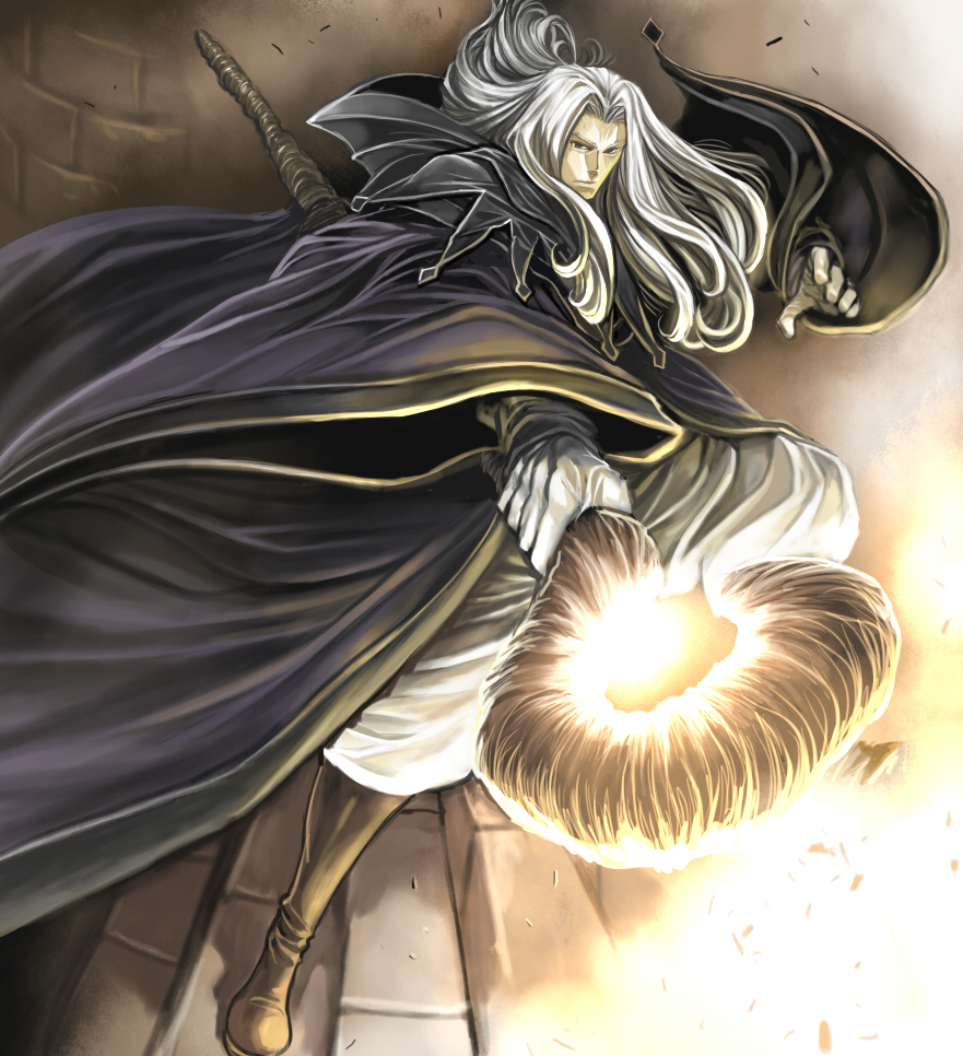 cloak, dragon's_crown, dragon's_crown, hood, itagayui, long_hair, male, solo