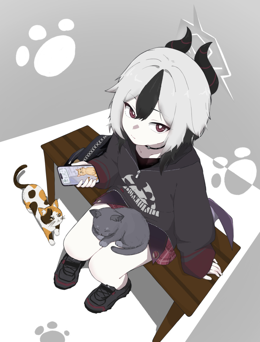 1girl, 686panda, absurdres, alternate_hairstyle, animal_on_lap, black_choker, black_hair, black_hoodie