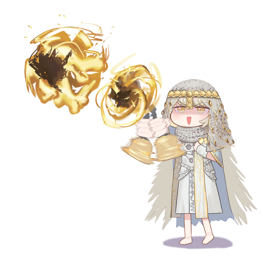 1girl, armor, barefoot, bei_chelun_de_daquan_yangcong_anakin, bell, bell_ringing, blonde_hair, chainmail