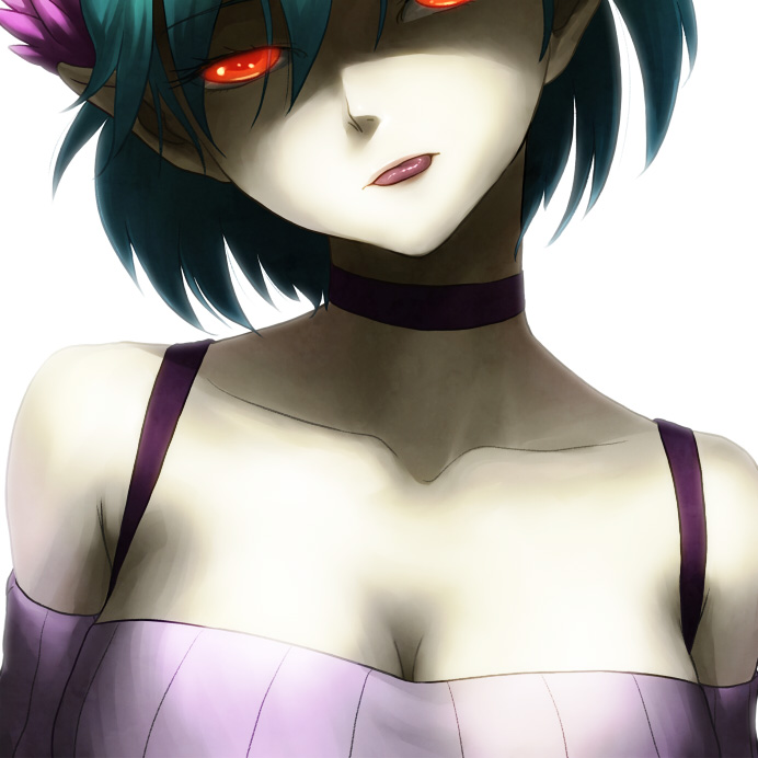 blue_hair, breasts, c_(control), c_the_money_of_soul_and_possibility_control, cleavage, collarbone, face, glowing