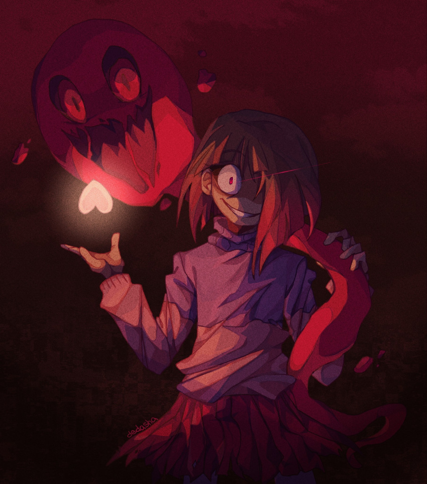 1girl, :d, akumu_(glitchtale), alternate_universe, artist_name, bad_id, bad_tumblr_id, bete_noire