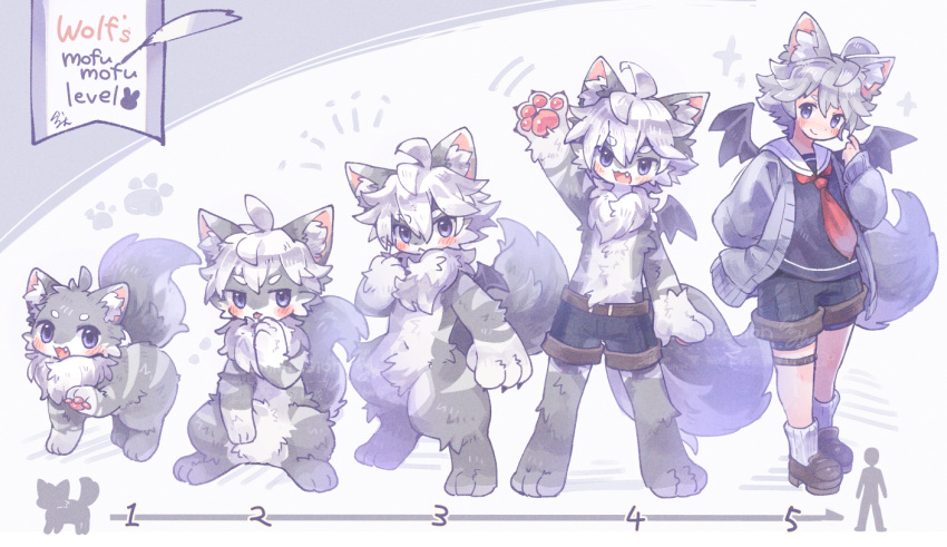 1boy, :<, ahoge, animal_ear_fluff, animal_ears, arrow_(symbol), blush, body_fur