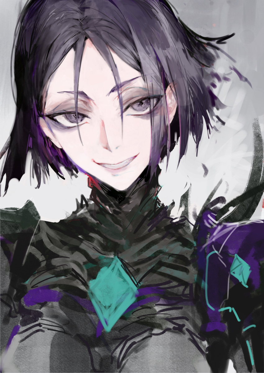1girl, absurdres, black_hair, bodysuit, close-up, colored_inner_hair, dongfang_shuo, fate/grand_order