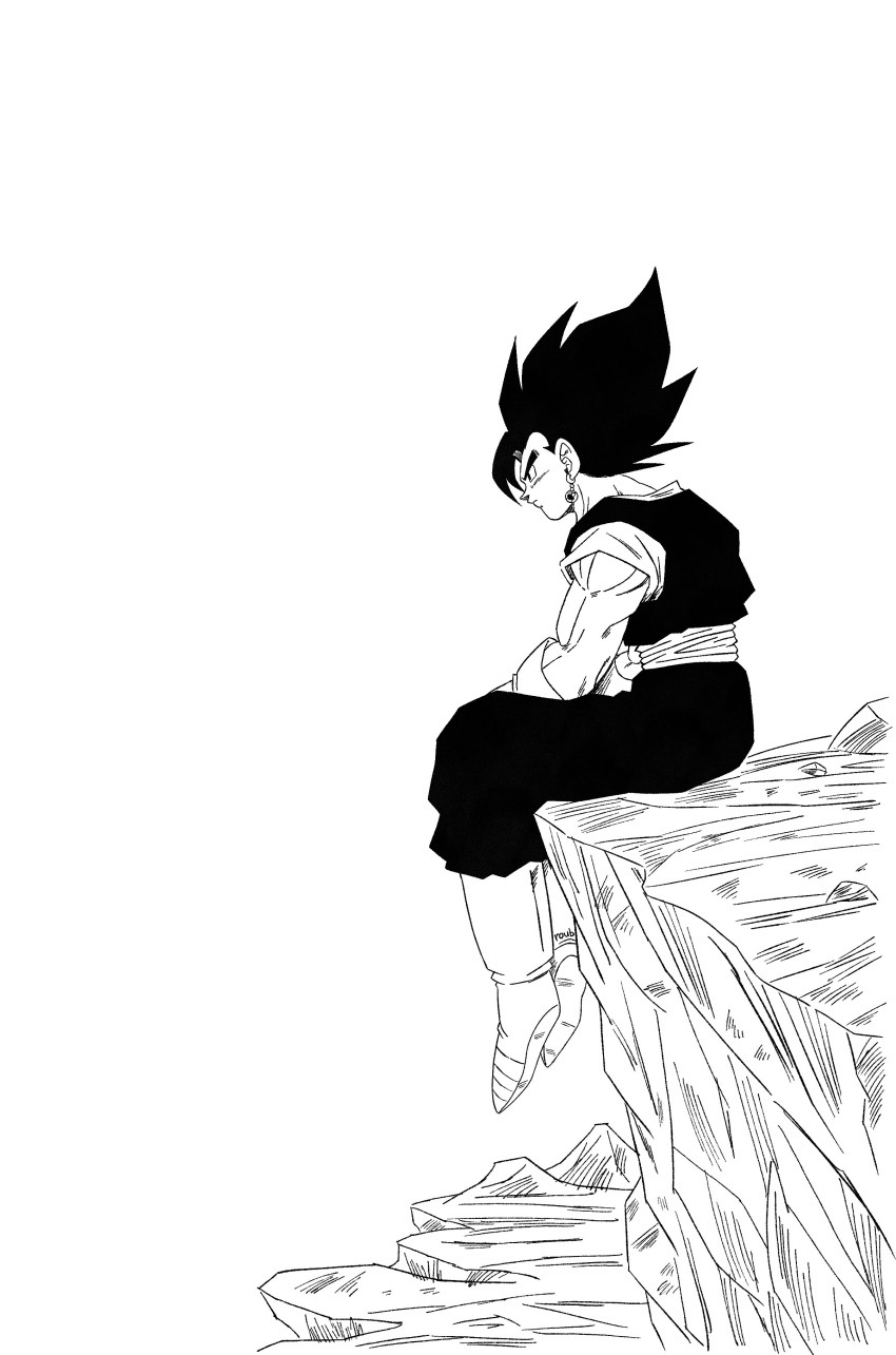 1boy, absurdres, boots, dougi, dragon_ball, dragon_ball_z, earrings, from_side