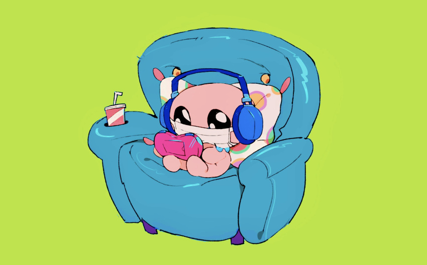 1boy, artist_request, bald, black_eyes, chair, cup, cup_holder, disposable_cup