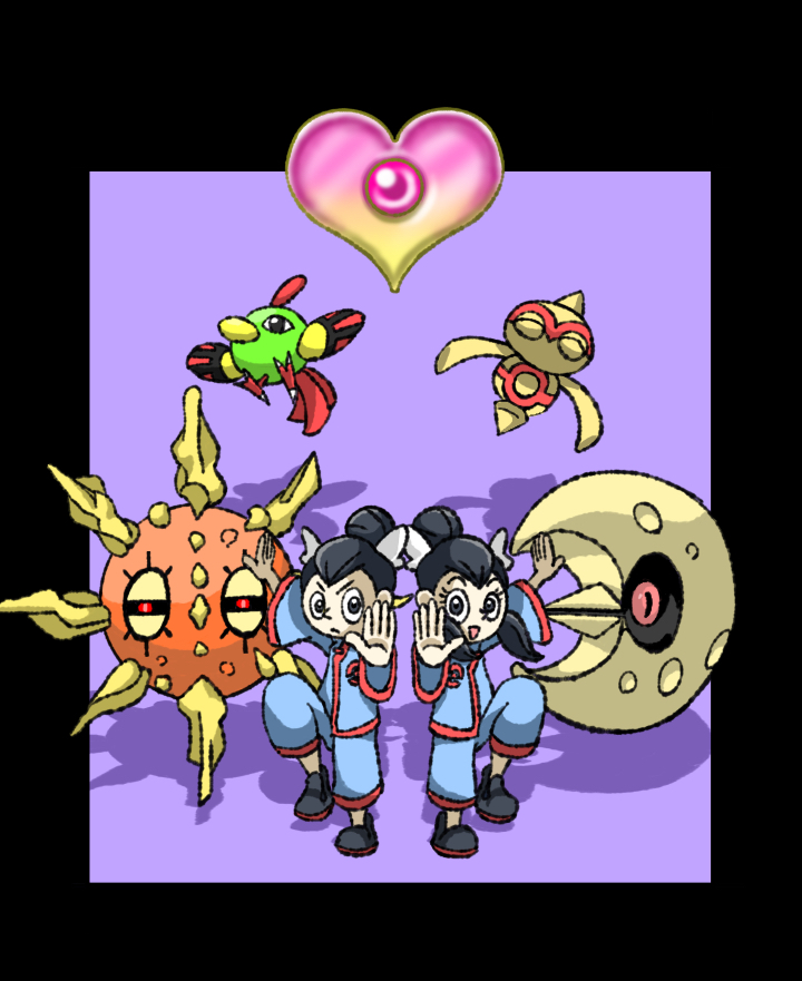 aqua_jacket, aqua_pants, badge, badge_(pokemon), baltoy, black_border, black_eyes, black_hair