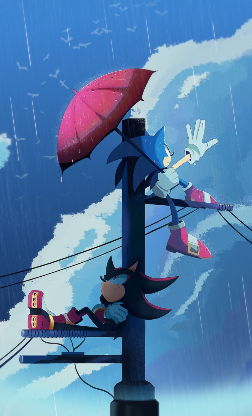 2boys, furry, furry_male, gloves, green_eyes, highres, holding, holding_umbrella