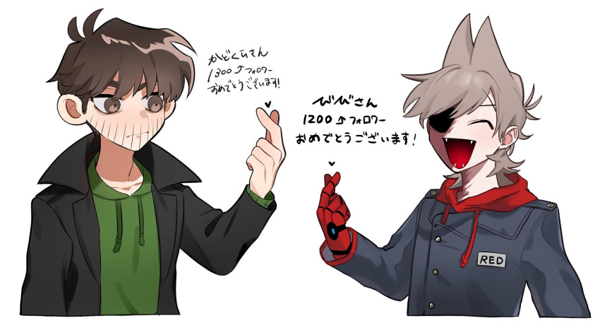 2boys, :d, ^_^, animification, antenna_hair, beard_stubble, black_coat, blue_coat