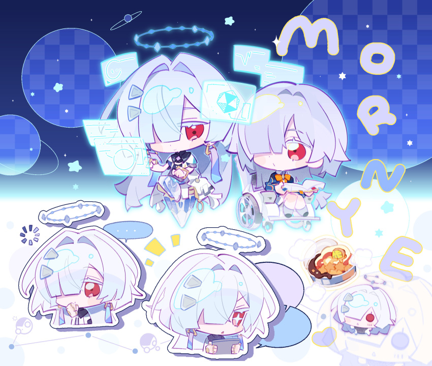 +_+, ..., 1girl, book, character_name, chibi, chibi_only, chinese_commentary