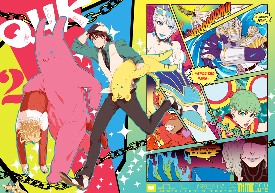 bare_shoulders, barnaby_brooks_jr, blonde_hair, blue_eyes, blue_fire, blue_flame, blue_hair, blue_rose_(tiger_&amp;_bunny)