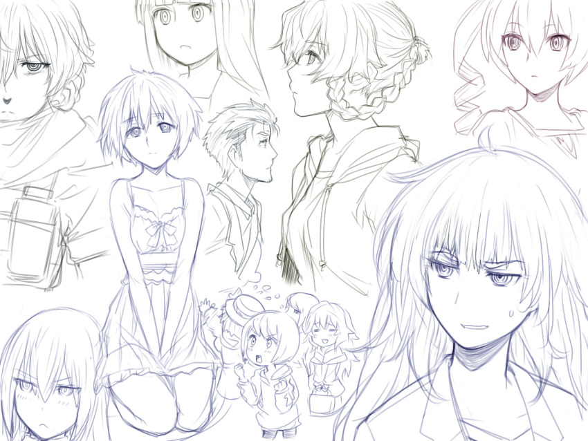 6+girls, :<, akiha_rumiho, amane_suzuha, amane_suzuha_(beta), amane_yuki, blush, braid