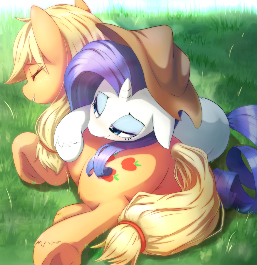animal, animal_couple, animal_focus, applejack, aymint, blonde_hair, blue_eyes, blue_eyeshadow
