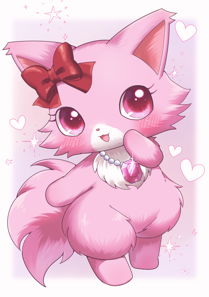 1girl, :3, :d, absurdres, animal_ears, blush, border, bow