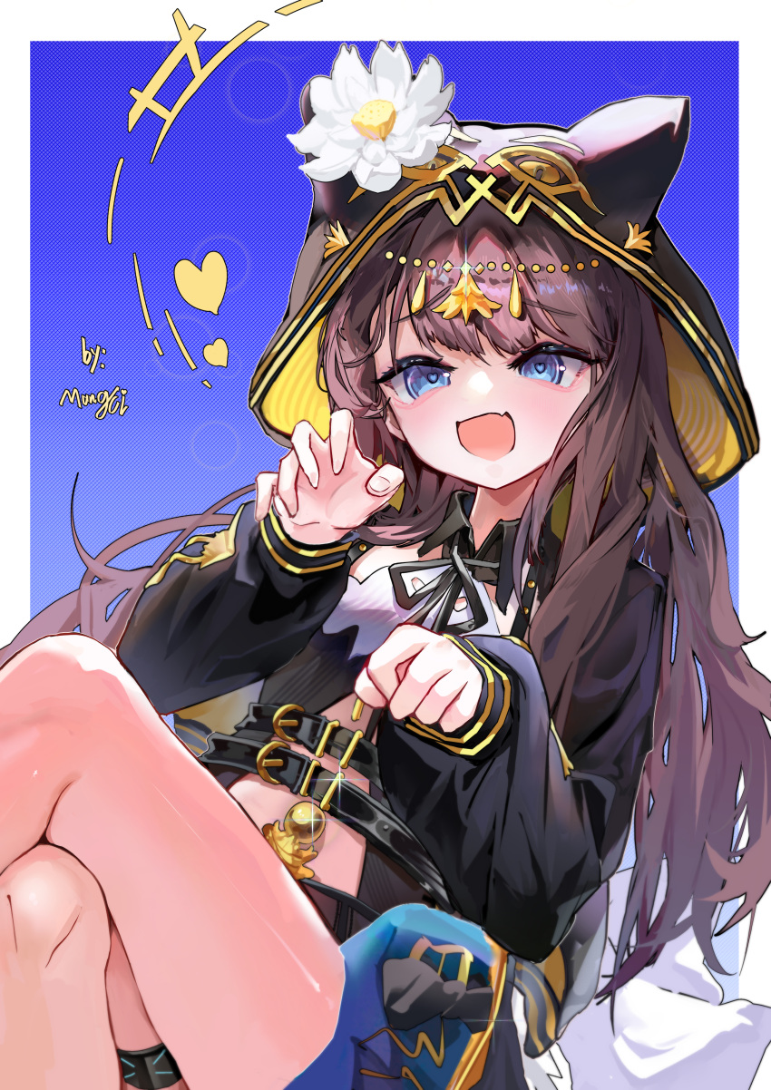 1girl, absurdres, animal_ears, arknights, bebe_(infinity_nikki), blue_eyes, bow, brown_hair