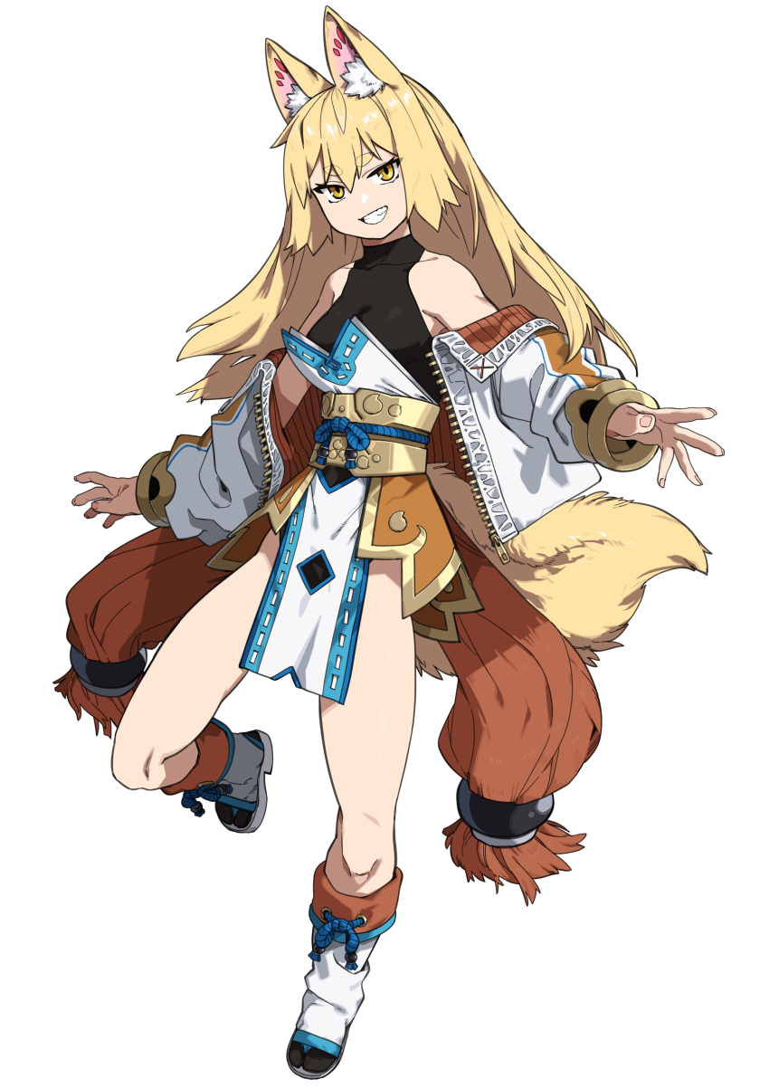 1girl, absurdres, animal_ear_fluff, animal_ears, bare_shoulders, black_leotard, black_socks, blonde_hair