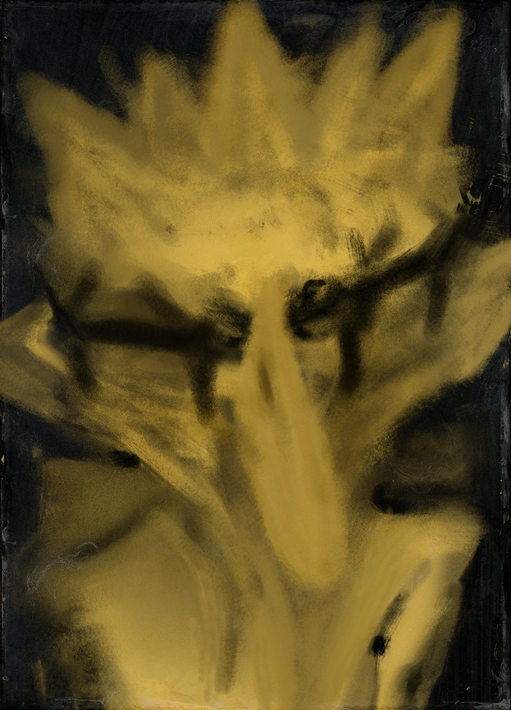 1girl, abstract, abstract_background, black_background, blurry, colorful, disco_elysium, fang_(goodbye_volcano_high)