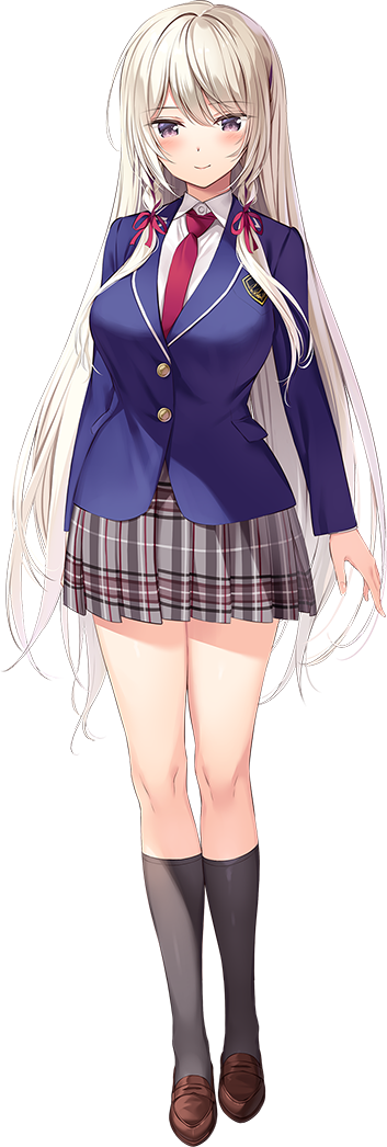 1girl, amaemi-longing_for_you-, arm_at_side, black_socks, blue_jacket, blush, braid, breasts