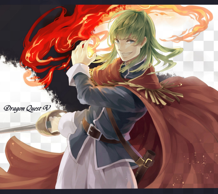 blonde_hair, blue_hair, cape, character_request, dragon_quest, dragon_quest_5, dragon_quest_v, english