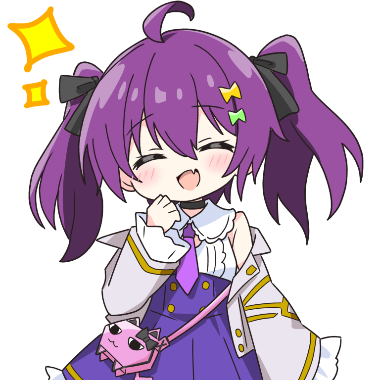 1girl, :d, ^_^, ahoge, bare_shoulders, black_bow, black_choker, blush