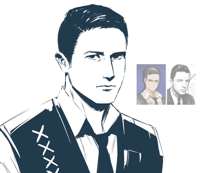 1boy, black_vest, collared_shirt, commentary, english_commentary, hair_slicked_back, highres, hvcassini98