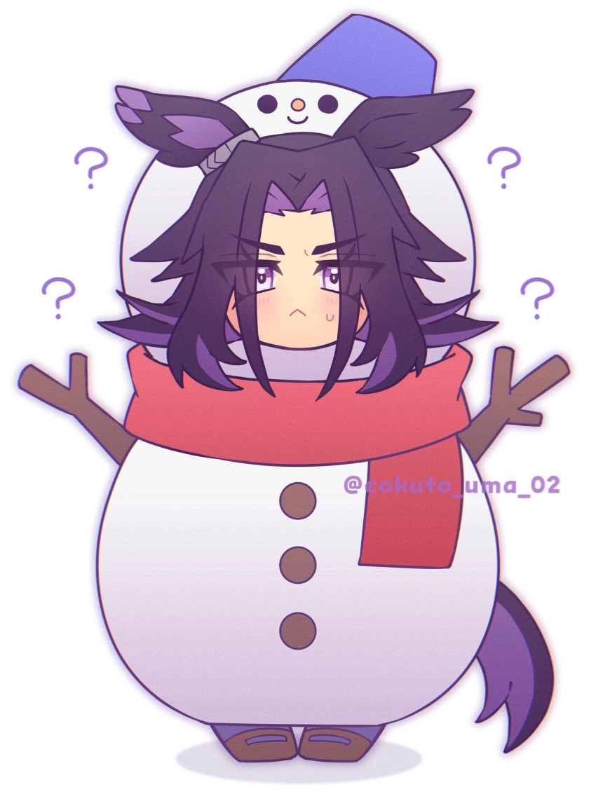 1girl, ?, absurdres, animal_ears, black_hair, blush, closed_mouth, commentary_request