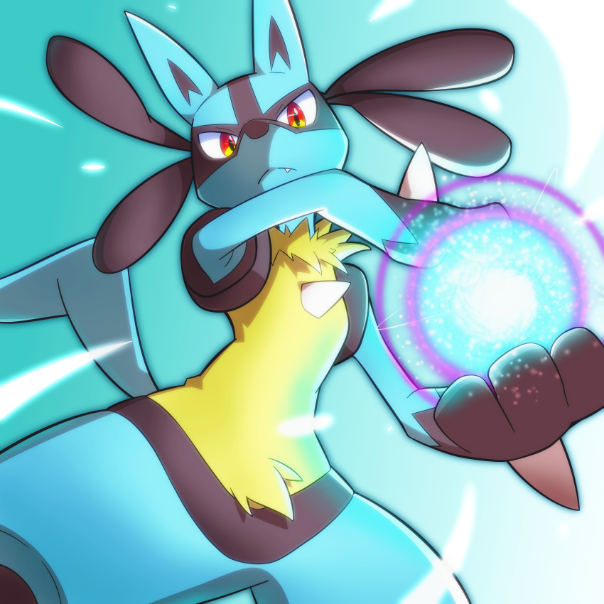 1other, absurdres, closed_mouth, commentary_request, energy_ball, fang, fang_out, furry