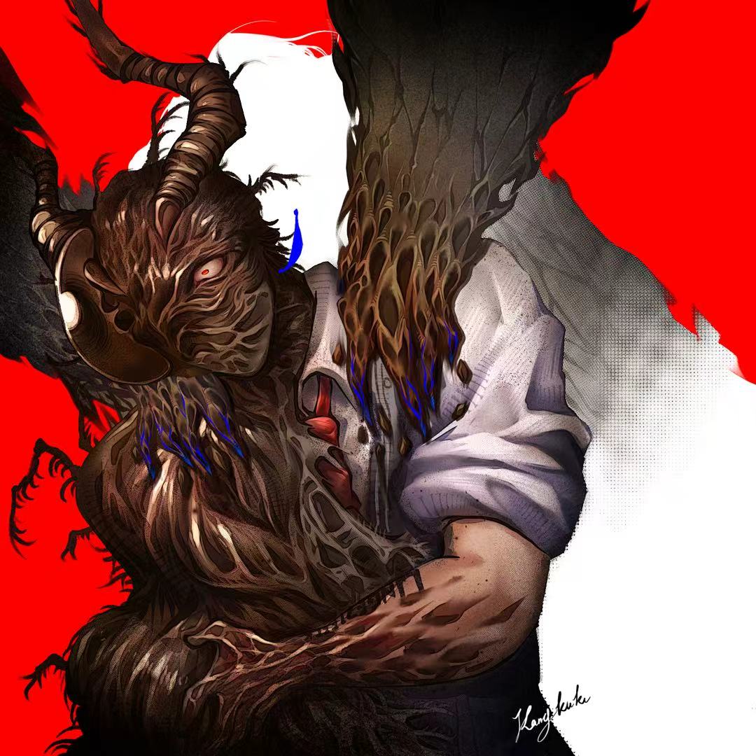 1boy, antennae, arthropod_limbs, artist_name, bug, cockroach, collared_shirt, commentary