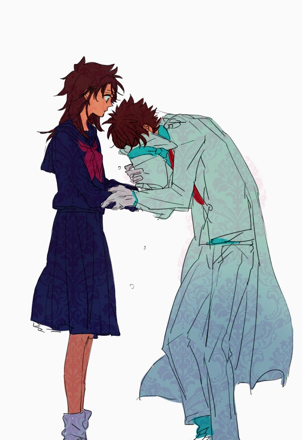 brown_hair, cape, footwear, hat, kaito_kid, kuroba_kaitou, loose_socks, m-sawa2