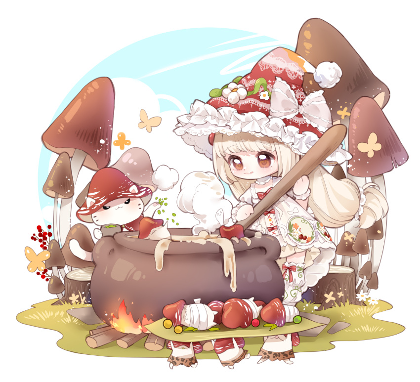1girl, absurdres, animal, blonde_hair, blue_sky, border, bound, bow