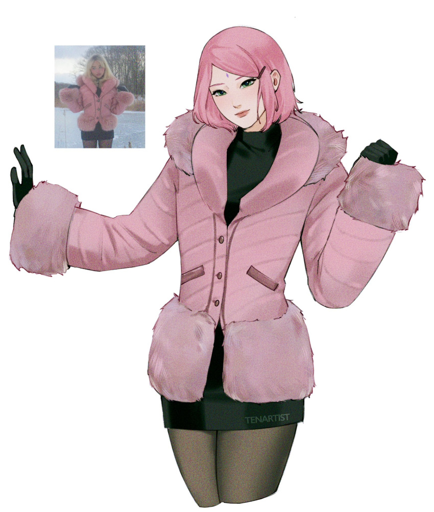 1girl, artist_name, black_gloves, black_shirt, black_skirt, black_thighhighs, bob_cut, boruto:_naruto_next_generations